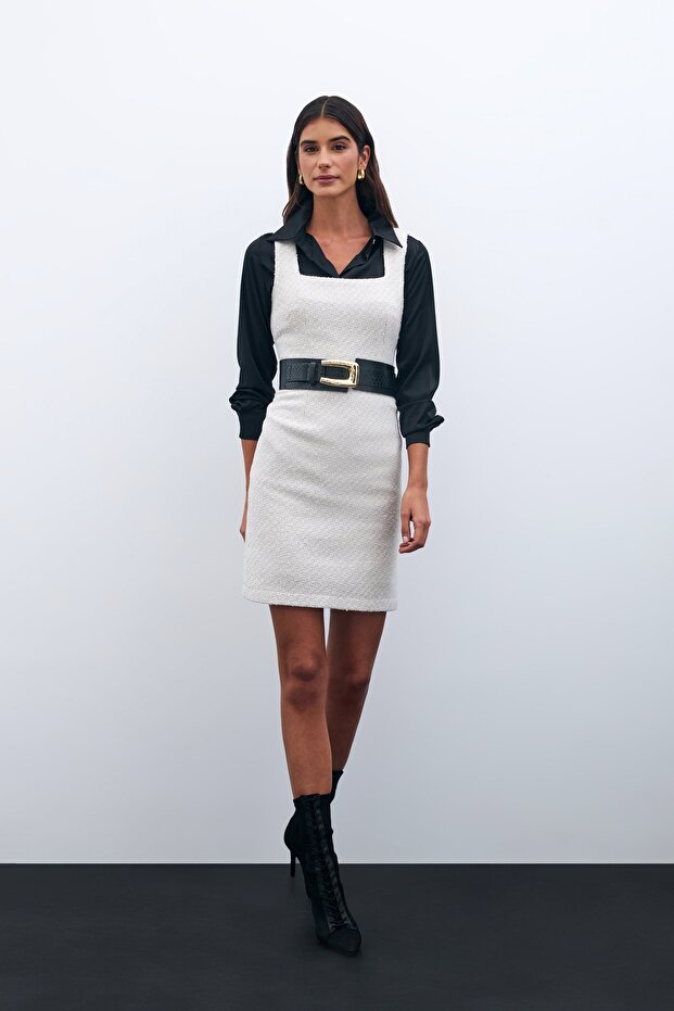 Mini Tüvit Elbise - Taş - 1