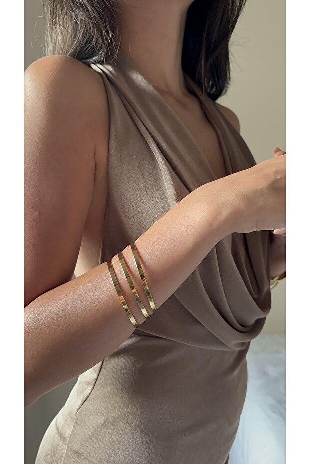 - Düz Basic Model Üçlü Çelik Ajda Bileklik - 4