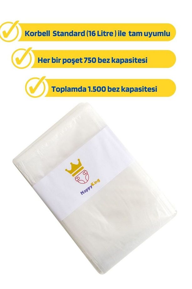 Korbell 16l Çöp Kutuları Ile Uyumlu NappyKing 2250 Bebek Bezi Kapasiteli 3 Paket Yerli Çöp Poşeti - 8