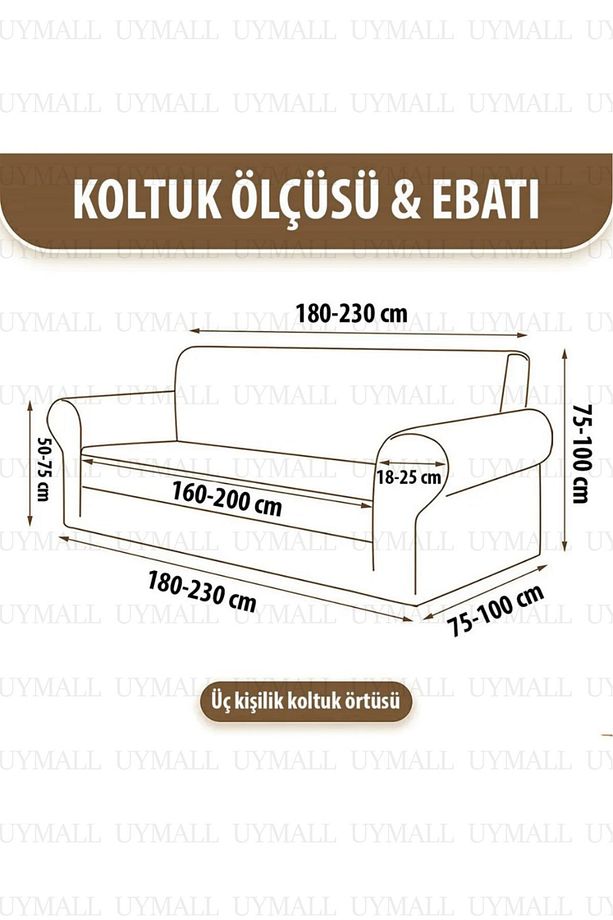Jakarlı 3 Kişilik Gri Lastikli Kanepe Örtüsü | Lastikli Koltuk Örtüsü | Koltuk Kılıfı - 6