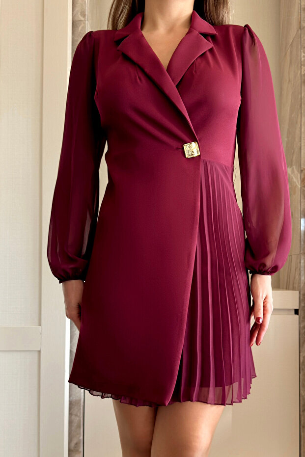 Şifon Kollu Double Elbise - 3