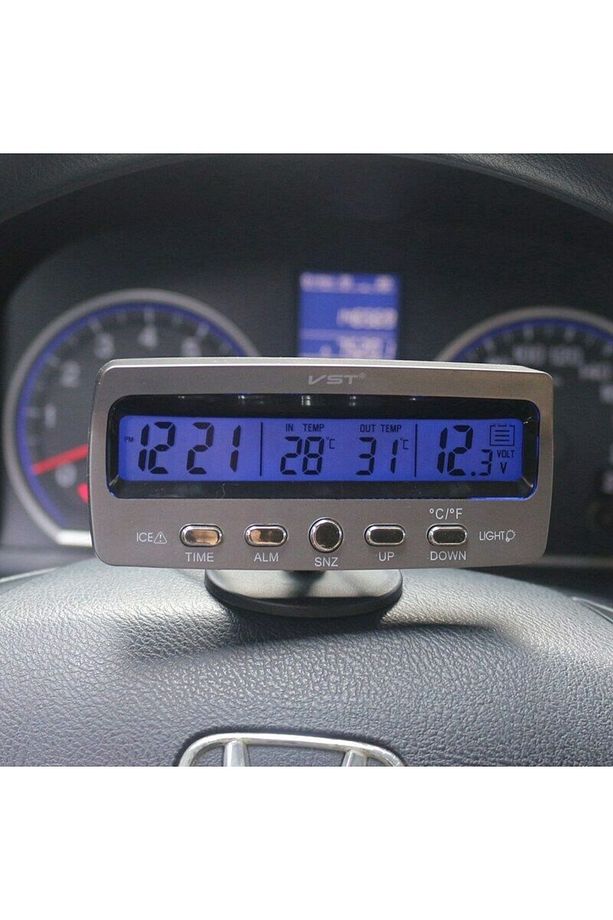 Araba Araç Oto Çok Fonksiyonlu Iç Ve Dış Termometre Saat Voltmetre Vst7045 - 2