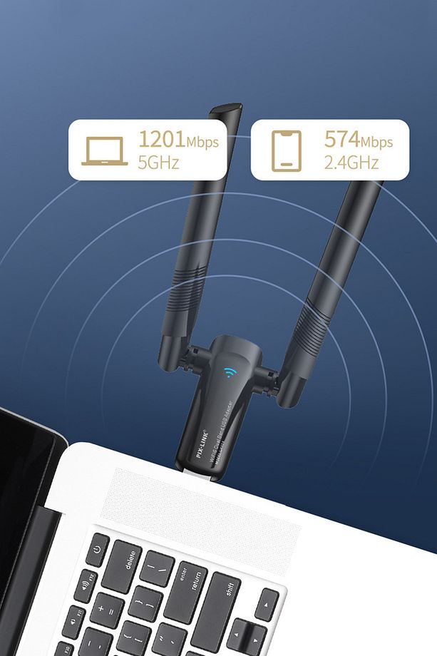 Çift Antenli AX1800 Mbps Wifi6 Çift Antenli Yüksek Kazançlı Kablosuz USB Adaptörü - 2