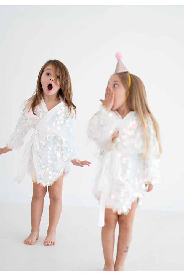 beyaz pullu kimono - 1