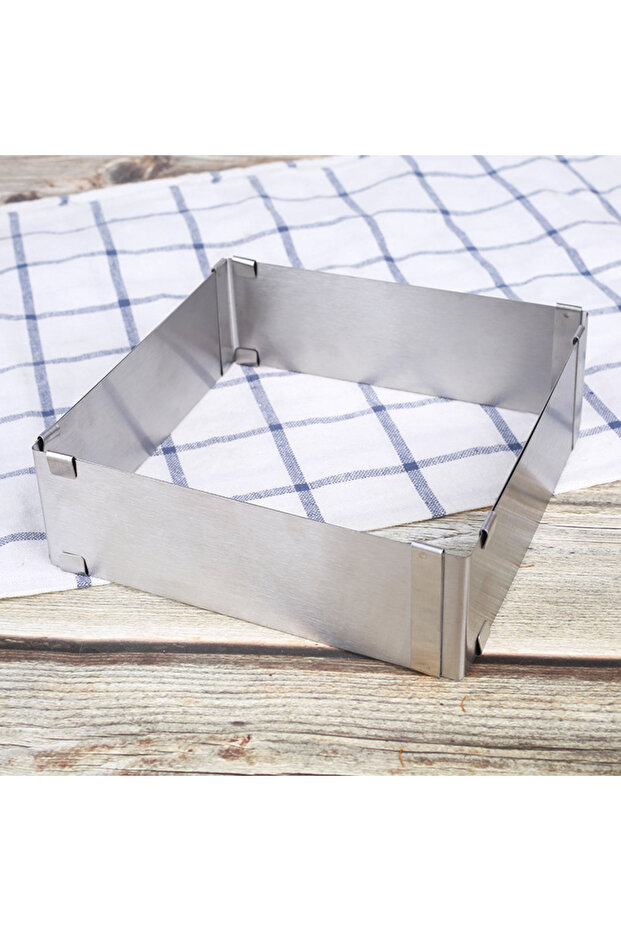Large square 1pc large stainless steel adjustable telescopic active long square mousse ring cake bak