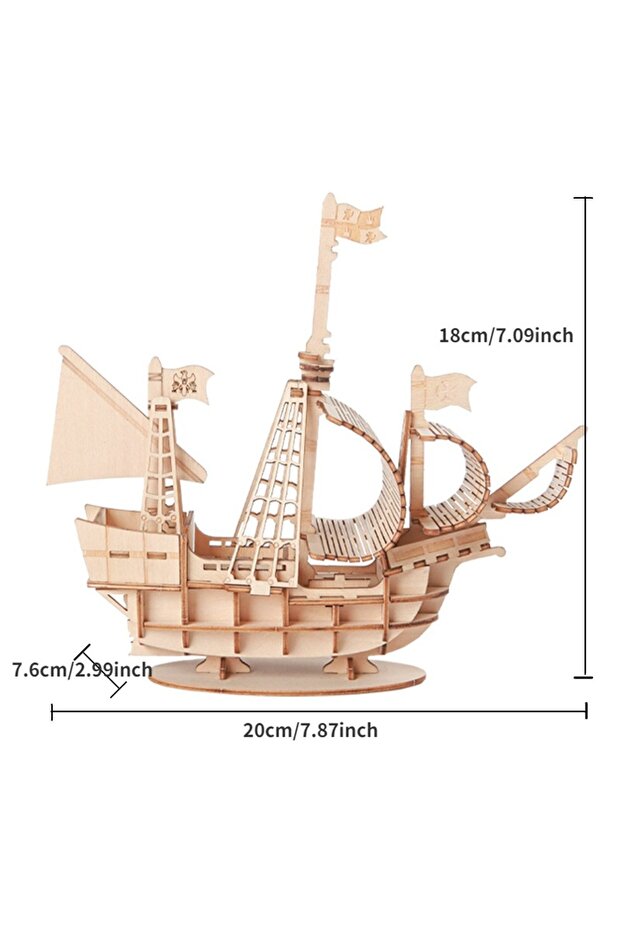 1PC 1PC 3D Sailboat Wooden Puzzle Assembly Model Puzzle DIY Wooden Crafts 3D Puzzle Gifts Desktop De