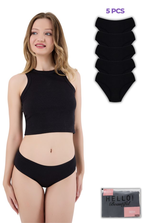 Women's High Waist Panties Set of 5 - Black
