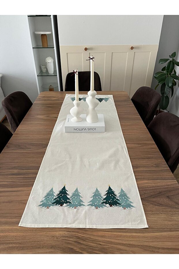 Çam baskılı ham bez runner - 2