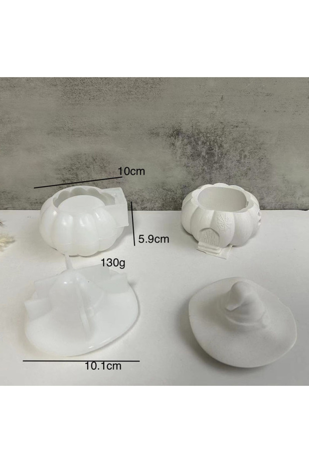 02 Halloween Pumpkin Storage Box Silicone Molds DIY With Lid Creative Flowerpot Candle Jar Plaster E