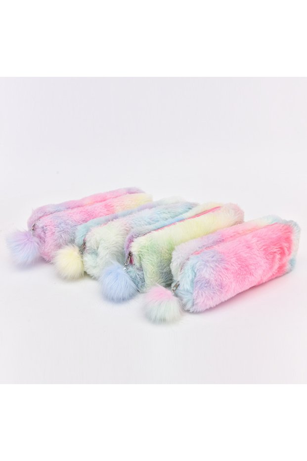 Random Color 1pcs Kawaii Creative pencil case gradient color cute plush octagonal pen bag student si