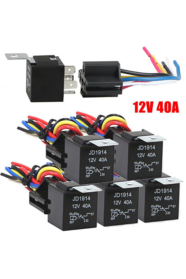 Waterproof Automotive Relay 12v 5pin 40a Car Relay With Black Red Copper Terminal Auto Relay With...