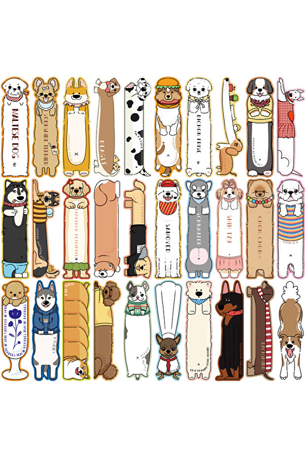 30PCS 30/60PCS Read Puppy Themed Bookmarks Posters Laptop Decorative Gifts DIY Scrapbooking Waterpro