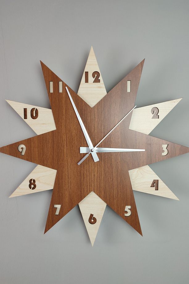 İyimi Modern Ahşap Dekoratif Duvar Saati Şık Sade Yıldız Model – S11A - 5