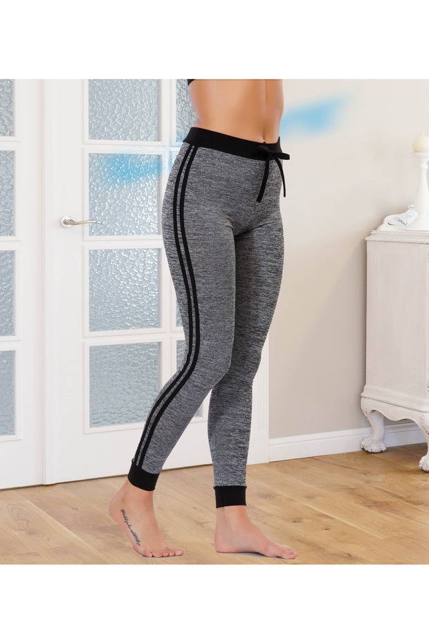Women's Leggings with Stripe Lycra Legs Cuffs