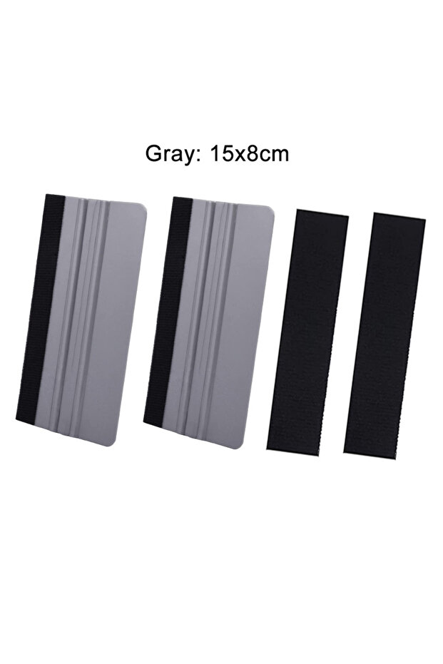 Gray 15x8cm 2Pcs Car Vinyl Wrap Felt Squeegee with Replaceable Felts Film Stickers Decals Wallpaper