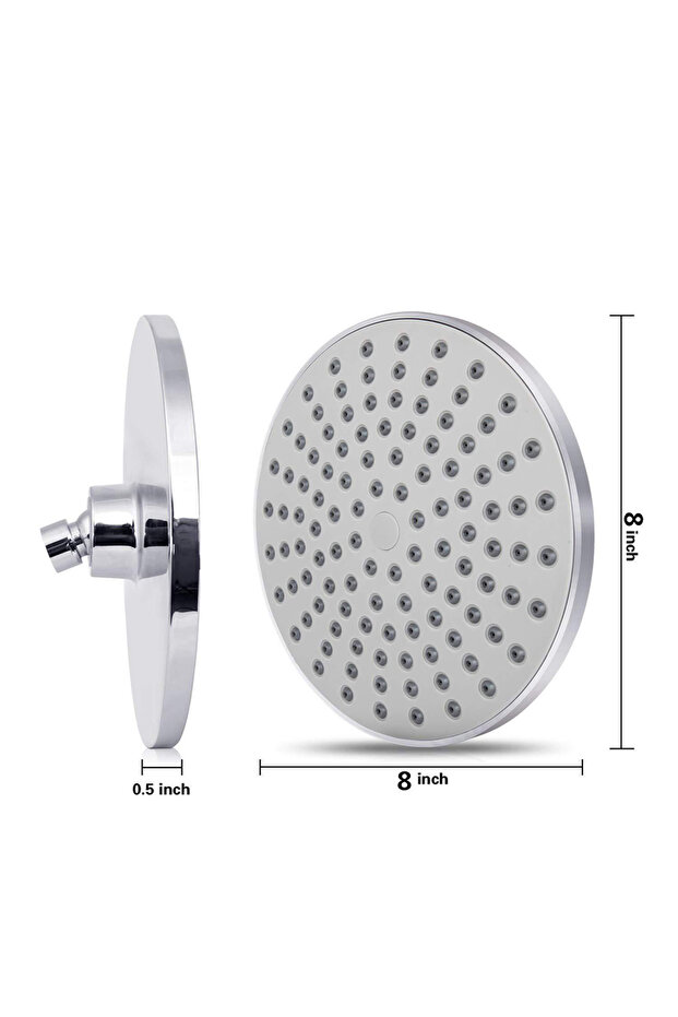 Silver High Pressure Shower Head 8 Inch Rain Showerhead G1/2 Adjustable Bathroom Shower Head Spray S