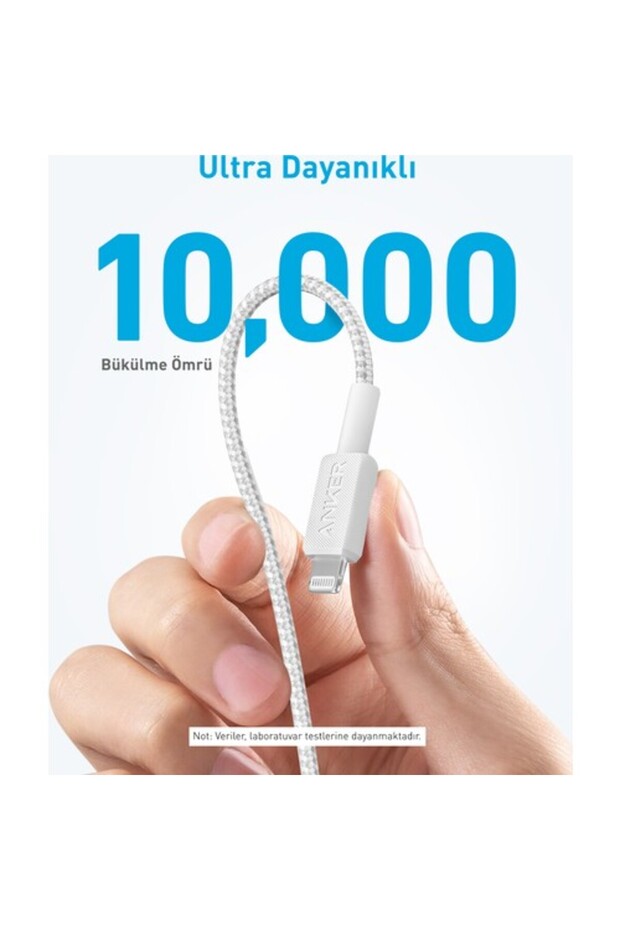 322 USB-C to Apple iPhone Lightning 1.8m MFI Lisanslı Şarj/Data Kablosu - Beyaz - A81B6 - 3