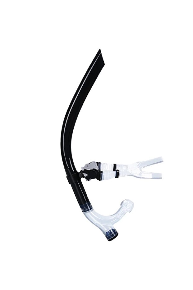S16-Black Swim Training Snorkel - تثبيت مركزي أمامي مريح - قطعة فم سيليكون للصغار
