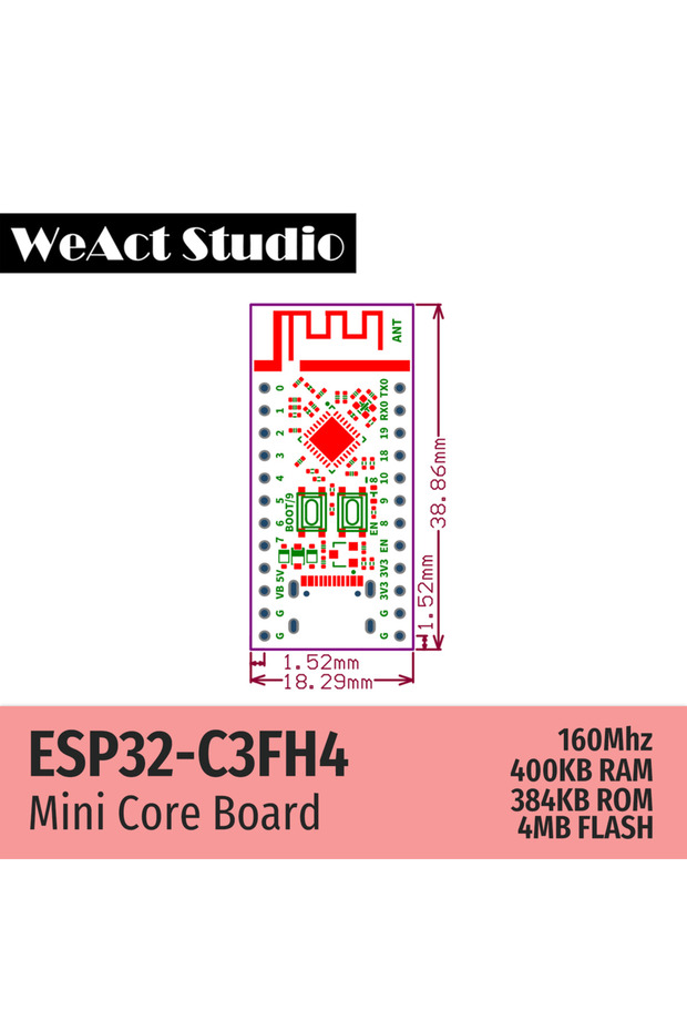 لوحة تطوير WeAct ESP32 ESP-32 ESP32C3 ESP32-C3FH4 وحدة لاسلكية متوافقة مع WiFi وBluetooth... - 3