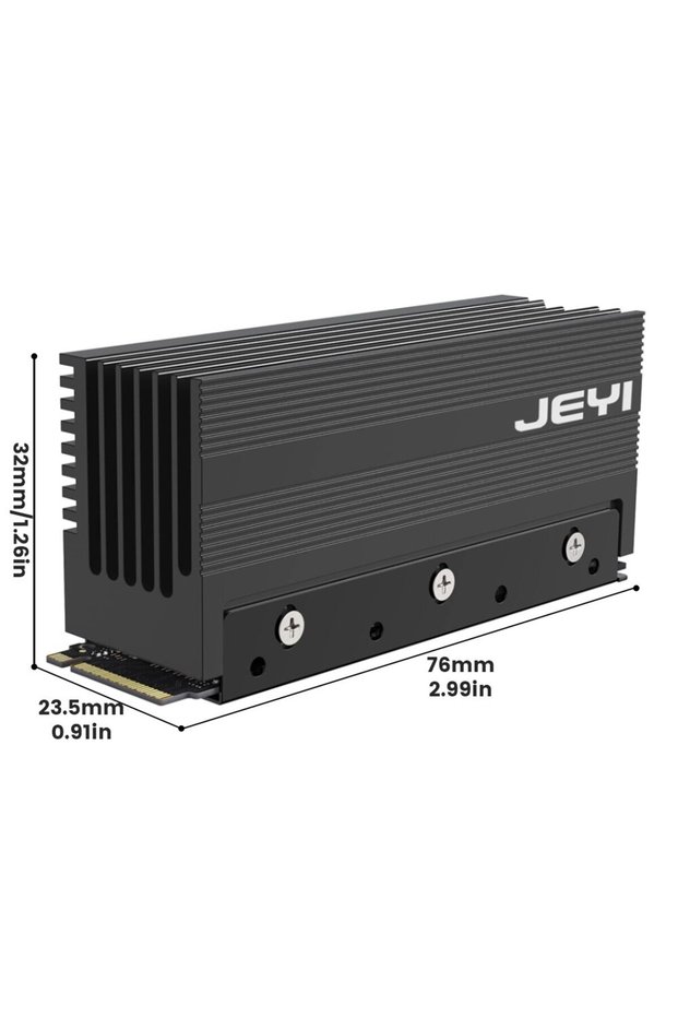 black M.2 2280 SSD Heatsink, NVMe NGFF Heavy Duty Full Aluminum Convective Heat Sink, Pass