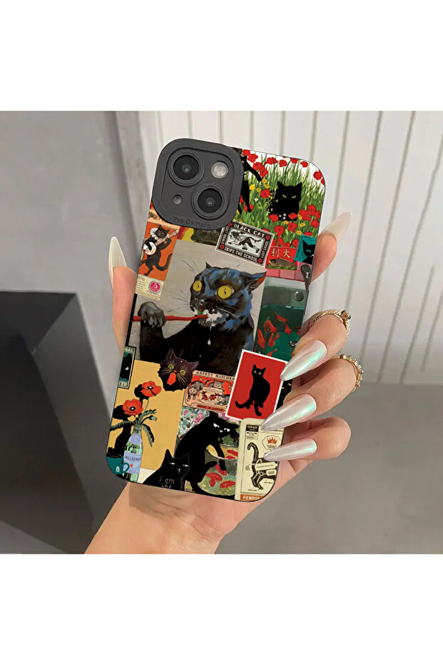 غلاف هاتف بتصميم قطة تجريدية لهاتف iPhone 14 1، لهاتف iPhone 15 14 13 12 11 Pro Max XS X XR 7 8 Plus 15 SE
