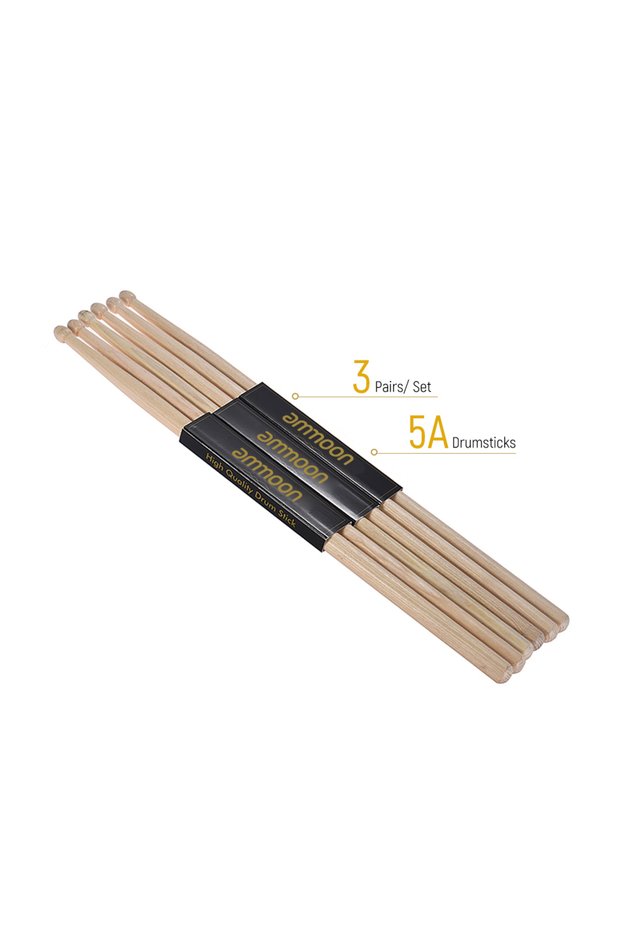 5A 3 pairs ammoon 3 /12 Pairs of 5A Wooden Drumsticks Drum Sticks Fraxinus Mandshurica Wood Drum Set