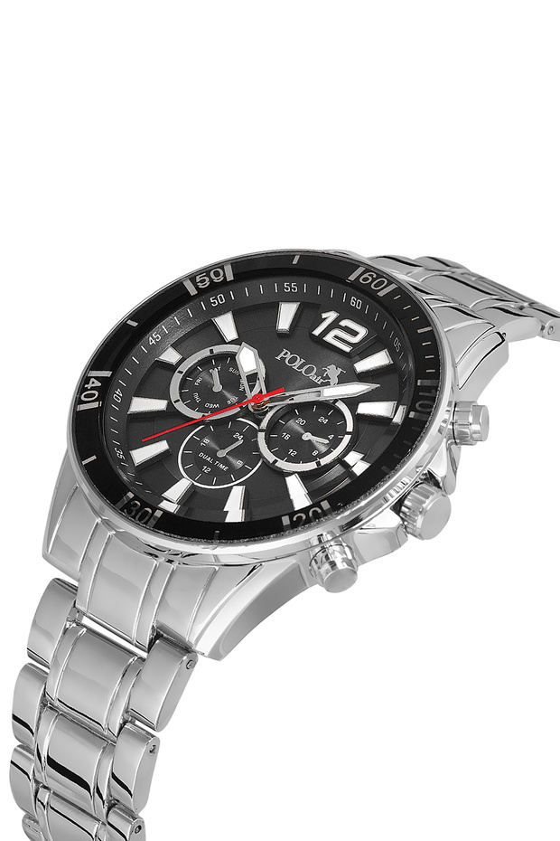Lux Metal Men's Wrist Watch Silver Black Color Pl-0971E5X