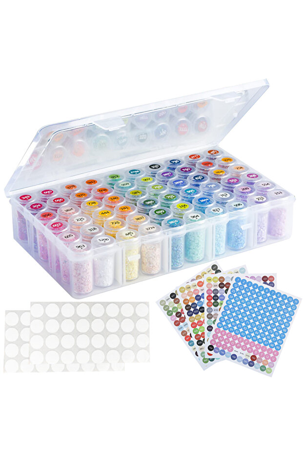 27.6X16.5CM 60 Plastic Box 60 Bottles Diamond Painting Container Case With Color Number Stickers Lab