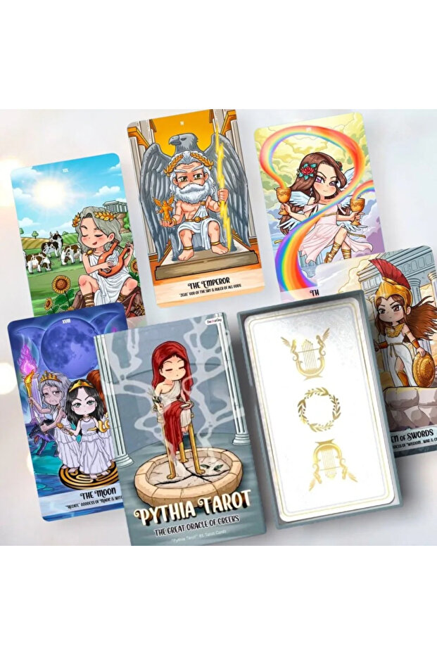 12*7cm Pythia Tarot | Unique Indie Tarot Deck for Beginners | The Greek Gods | Myth Zeus Athena H...
