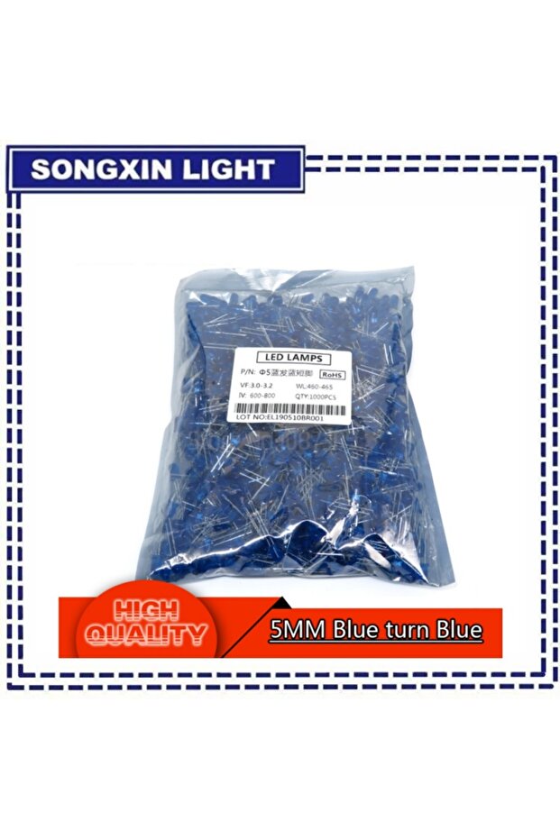 أزرق يتحول إلى أزرق 1000 قطعة أزرق أخضر أحمر أصفر أبيض برتقالي 5 مم ثنائيات باعثة للضوء LED منتشرة