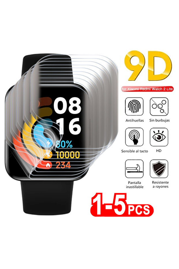 5 قطع من غلاف هيدروجيل ناعم لحماية شاشة Redmi Watch 2 3 Lite 3 Active Pro