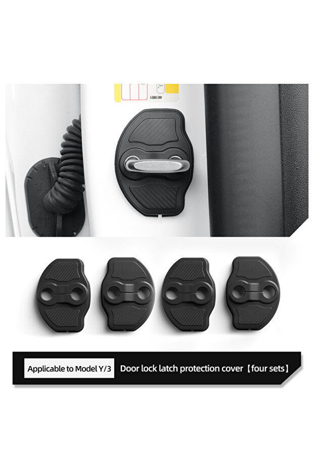 black 4pcs For Tesla Model Y Car Door Lock Cover Model 3 2023-2025 Car Styling Door Lock Protection