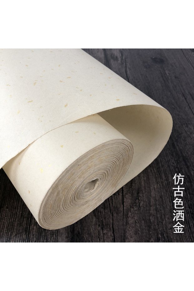 Beige Xuan Paper Roll 34cmX20m with Golden Point Chunlian Duilian Rice Paper Couplets for Calligraph