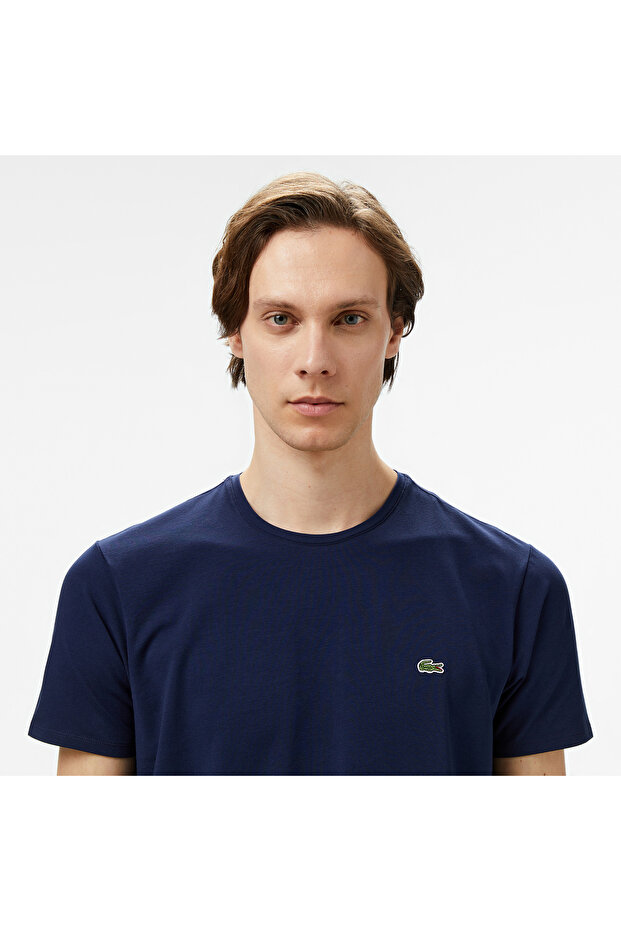 Erkek Slim Fit Bisiklet Yaka Lacivert T-shirt - 3