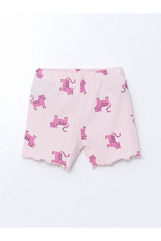 Pembe Bisiklet Yaka Kız Bebek Şortlu Pijama Takım 2'li - 5