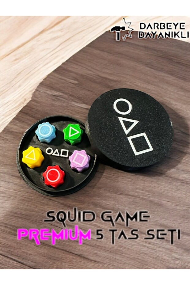 Squid Game 5 Stone Game Set - Colorful Squid Game and Pentacle Gonggi