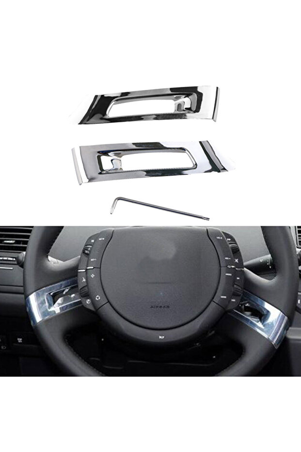 2Pcs ABS Chrome Car Steering Wheel Cover Sticker Trim for Citroen C4 Classic 2012 2013 2014 2015 ...