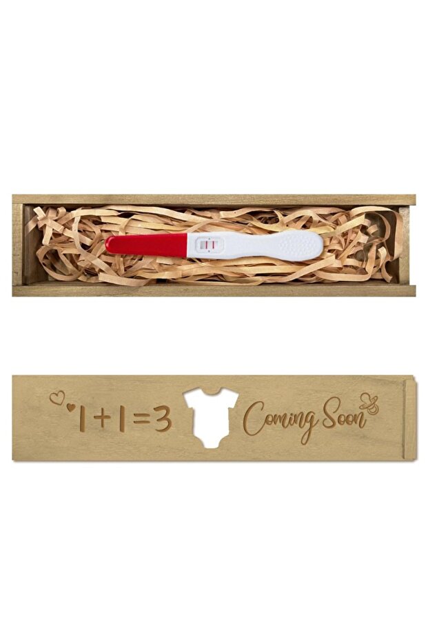 AECH-15920 1 pc Pregnancy Wooden Announcement Gifts Pregnancy Test Keepsake Box with Slide Cover Sur