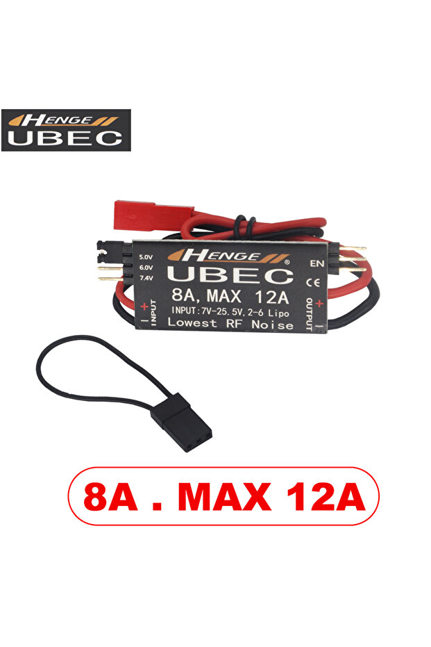 مخرج HENGE 8A UBEC 5 فولت / 6 فولت 6 أمبير / 8 أمبير بحد أقصى 12 أمبير 2-6 ثانية Lipo / 6-16 خلية Ni-Mh مفتاح الإدخال طراز BEC