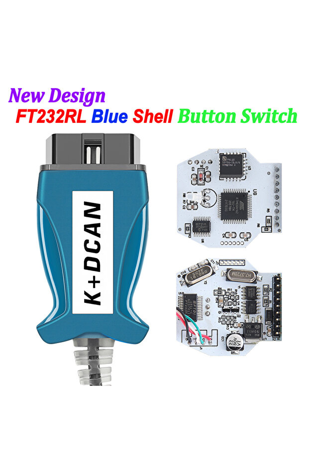 علبة زرقاء لشريحة K DCAN K+CAN FTDI OBD2، أدوات تشخيص أعطال السيارات، ماسح ضوئي OBD 2، مفتاح، واجهة USB