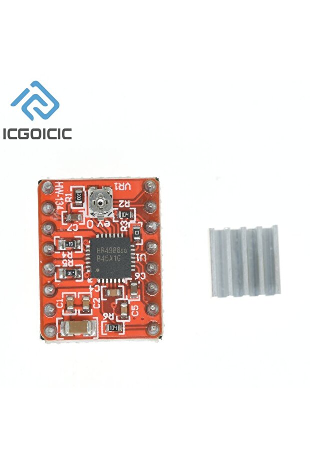وحدة تشغيل محرك الخطوة ICGOICIC A4988 Red Reprap A4988 DRV8825 + مشتت حراري للطابعات ثلاثية الأبعاد
