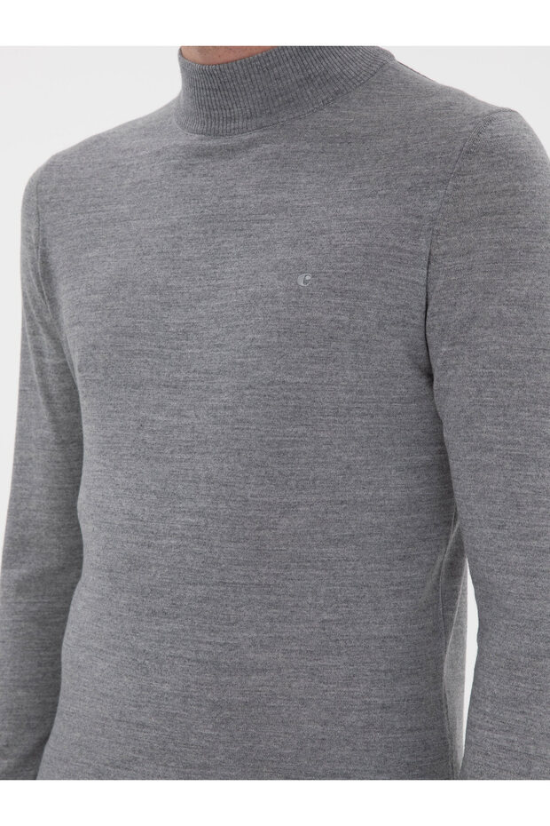 Füme Slim Fit Yün Karışımlı Yarım Balıkçı Yaka Basic Triko Kazak 50293281-VR058 - 7
