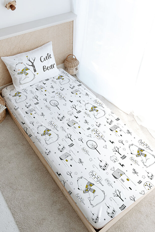Single Elastic Sheet Set - for Baby Series - Polar Bear with Scarf