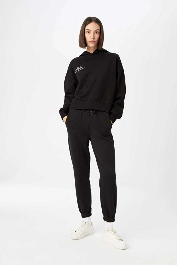 Women's Black Elastic Sweatpants