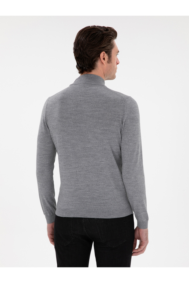 Füme Slim Fit Yün Karışımlı Yarım Balıkçı Yaka Basic Triko Kazak 50293281-VR058 - 5