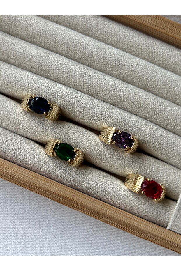 خاتم من الحجر الأحمر مع خط ذهبي - 2