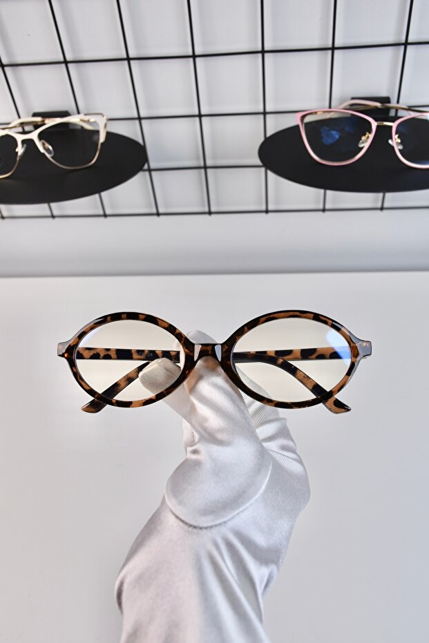 Leopard Bone Round Transparent Women Unisex Blue Light Protection Screen Glasses Eyewear
