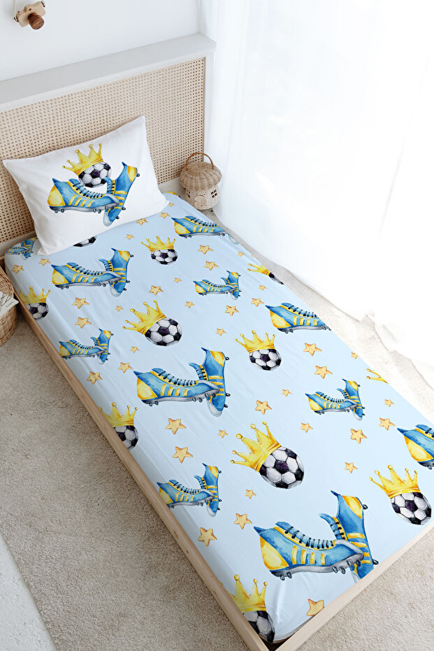Single Fitted Sheet Set - for Baby Series - Yellow - Navy Blue