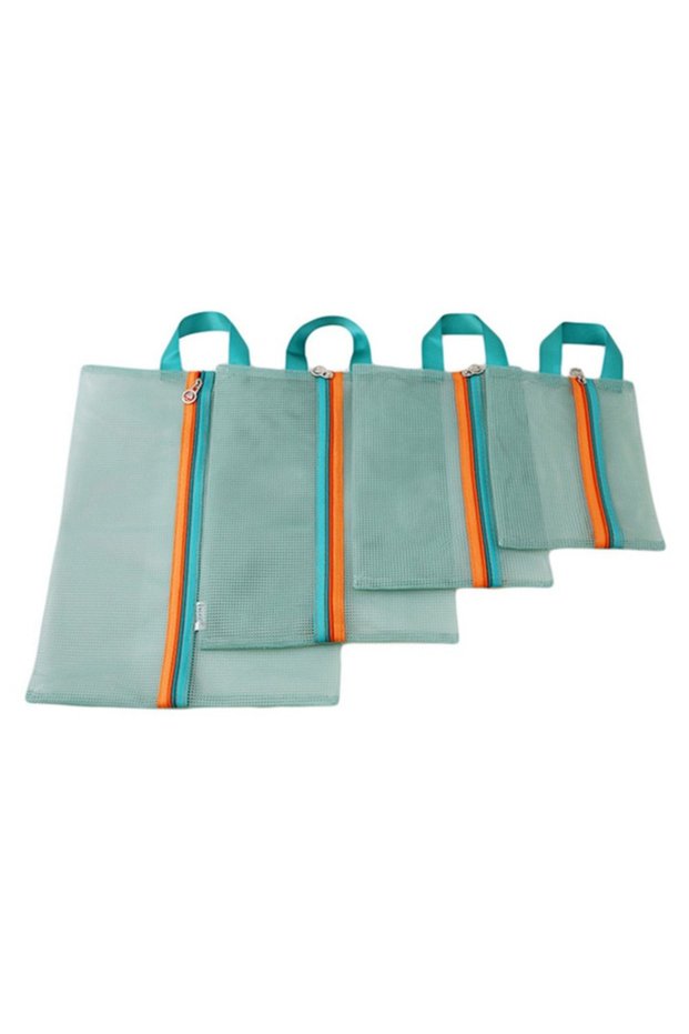 green 4pcs/set Travel Storage Bag Portable Travel Mesh Bag Case Toiletry Clothes Underwear Hanging S