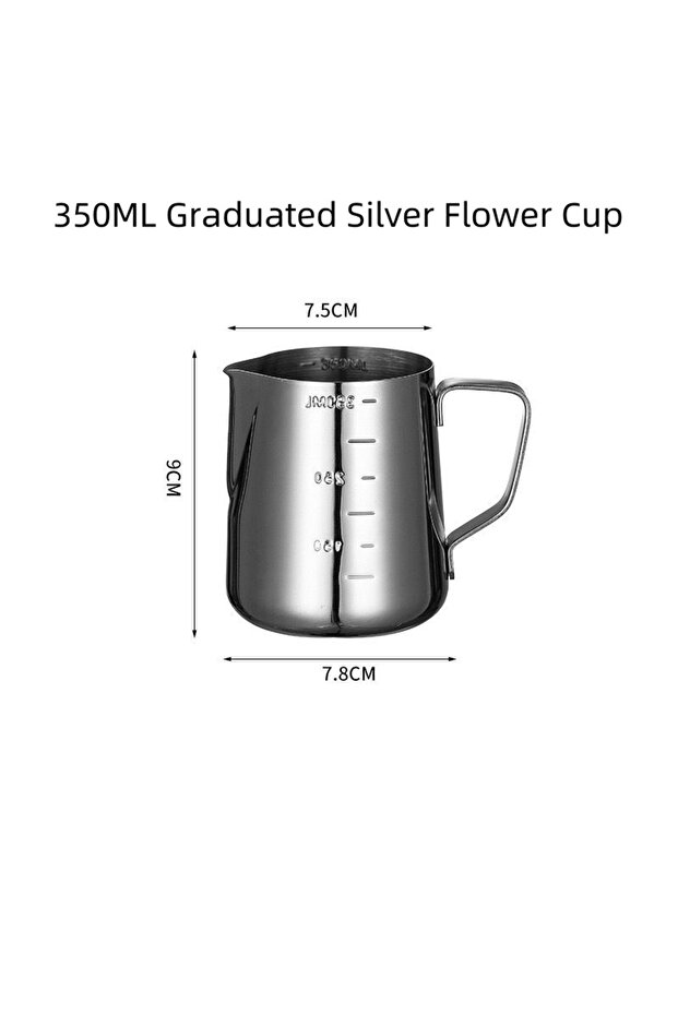 350ml 350-550ml Stainless Steel Flower Cup Thickened Pointed Mouth with Scale Flower Milk Bubble Tan